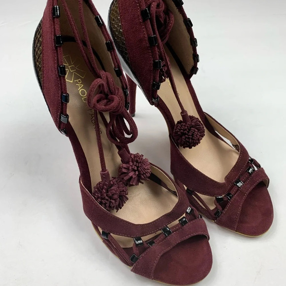 Paola Fabris Daido Heel Purple Pom Pom Wrap Ankle - Picture 4 of 13